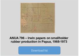 Irwin papers on smallholder rubber production in Papua, 1968-1973