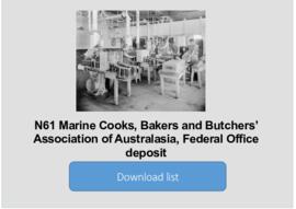 Marine Cooks, Bakers and Butchers’ Association of Australasia, Federal Office deposit